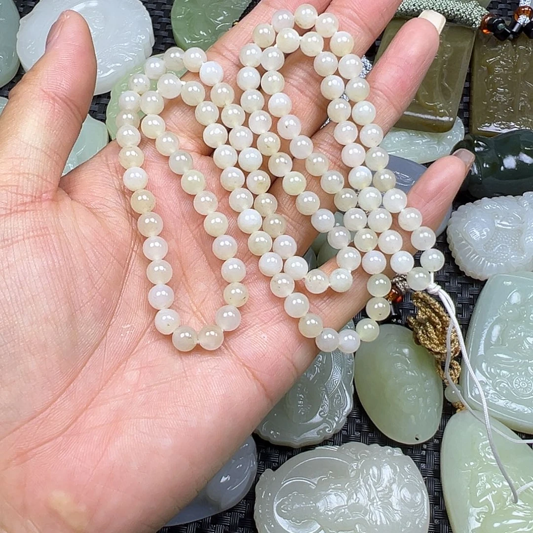 和田玉未镶嵌颈饰卡6多圈