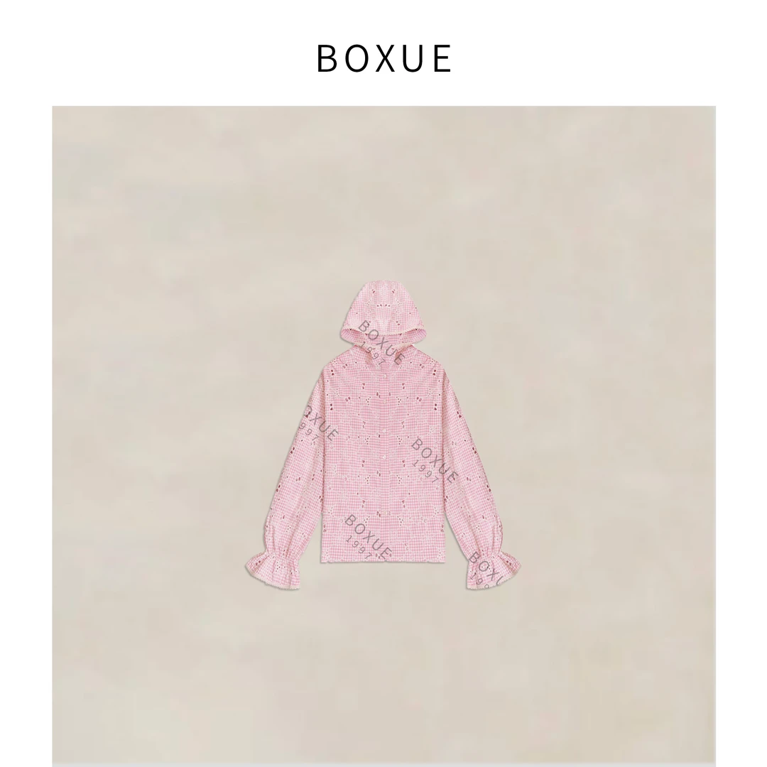 BOXUE “繁花少女” 2025春季休闲高级感轻奢连帽衬衫 #250226CS591
