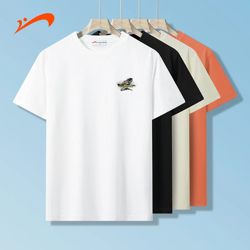 贵人鸟2025夏季重磅棉百搭情侣T恤透气圆领休闲运动短袖男8281