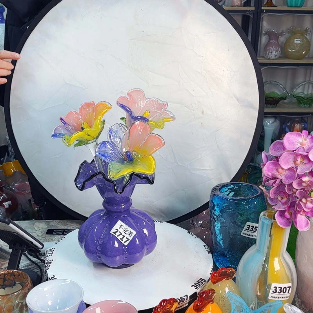 3花1瓶 家悦琉璃工艺品瓶不完美