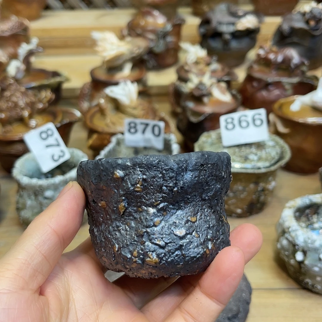 杯柴烧粗陶手捏杯微瑕