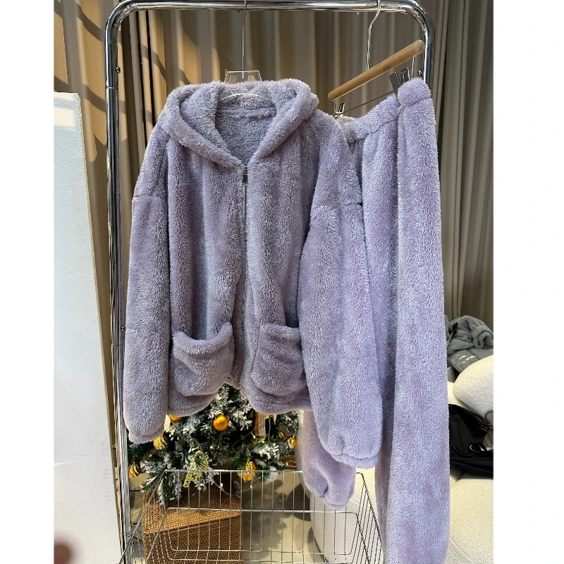 【AXIN定制】小馨订制闭眼入！连帽加厚北极绒居家套装 1889