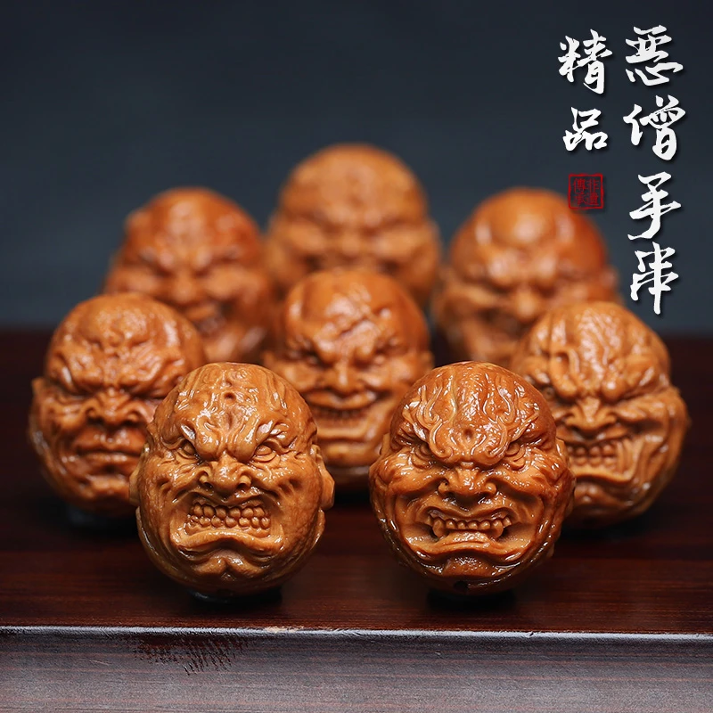 梅林铁头核经典皮肤纹恶僧一款面恶心善2.1黄金尺寸男女文玩手串