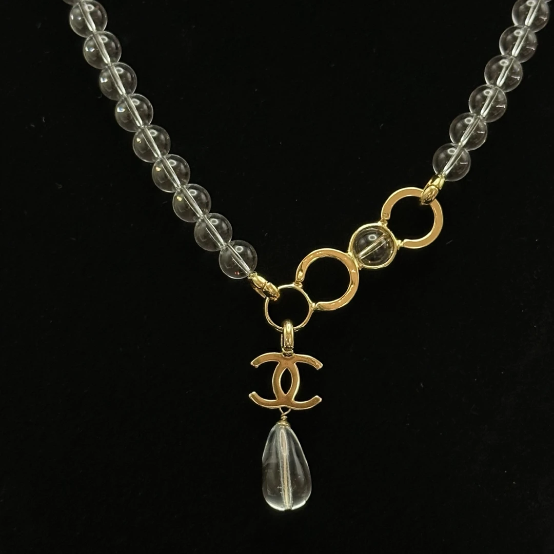 95新 Chanel/香奈儿 24S金色 coco字母透明冰珠项链 01070