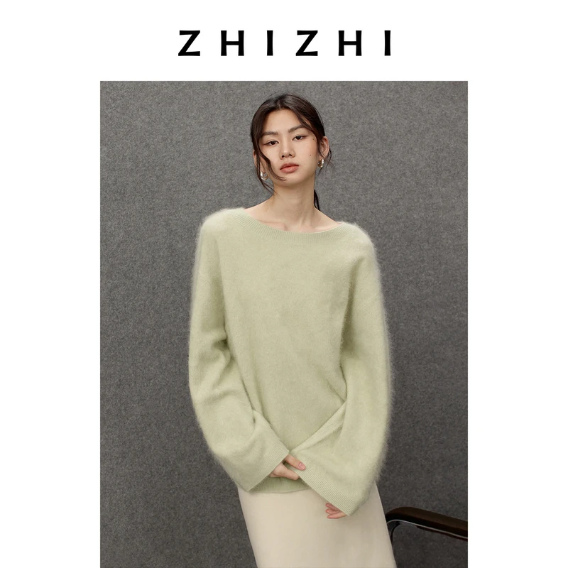 致知 踏雪行 羊绒拉毛圆领毛衣宽松慵懒松弛25年冬新ZZ2EWKZS001