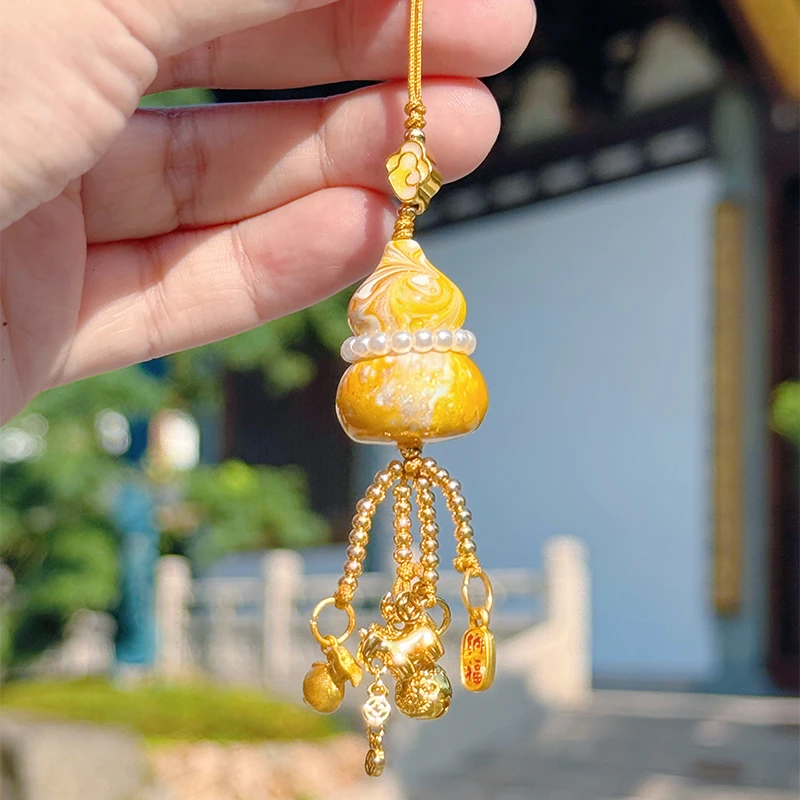 【马上有米米葫芦】马上有米好云降铃 黄色大漆葫芦挂件 2727