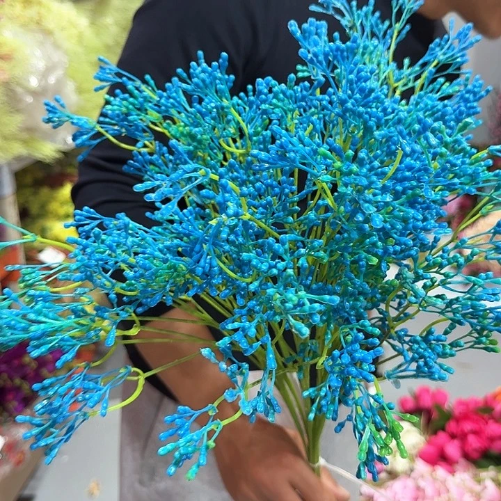 仿真花蓝色葡萄籽满天星15支