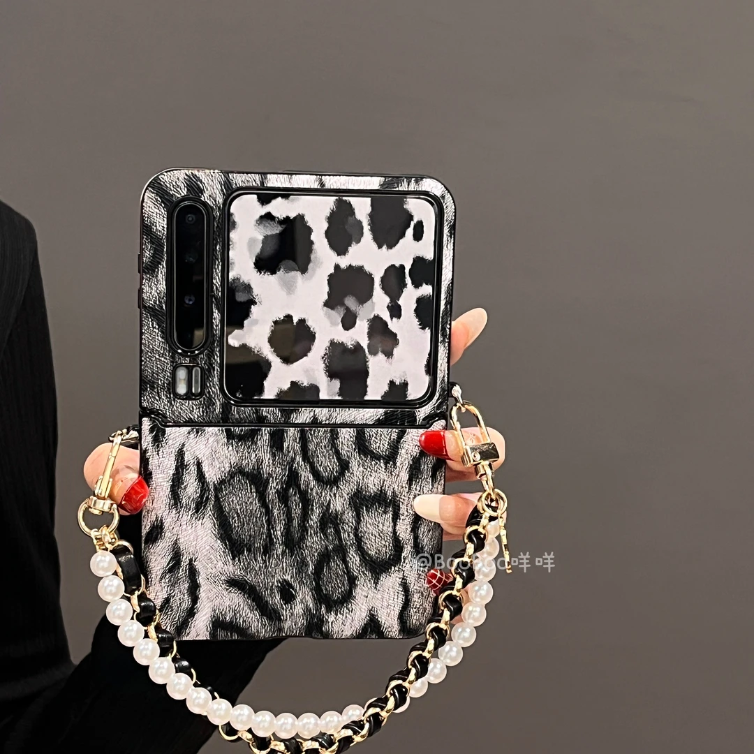 高级感灰色豹纹适用华为PuraX折叠屏手机壳小米MIXFlip秋冬新款