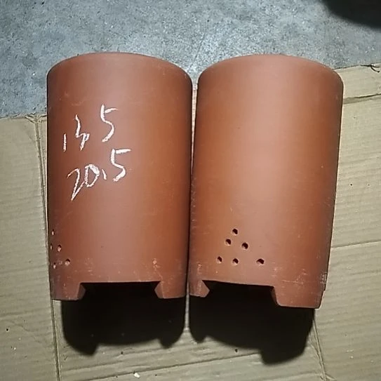 紫砂红泥大笔筒两个紫砂花盆