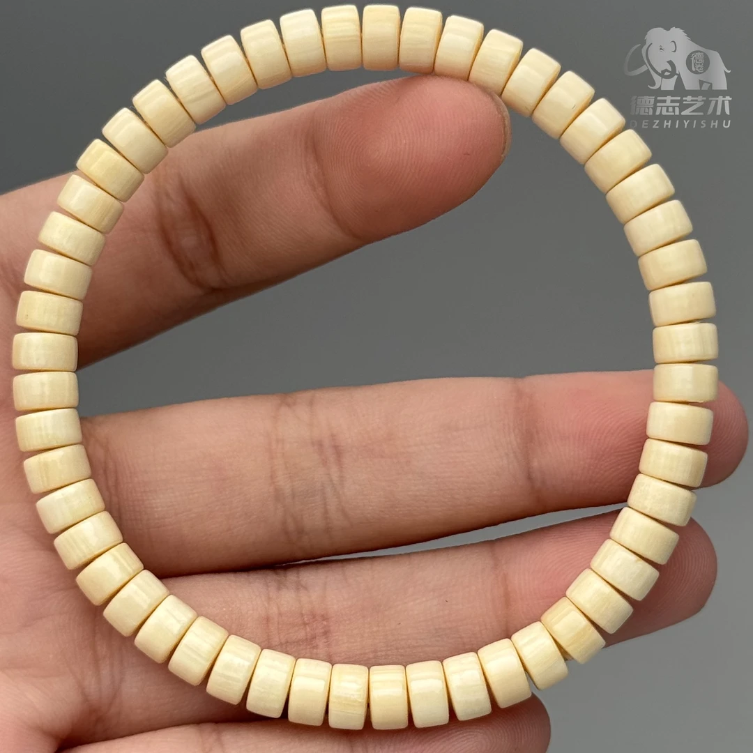 DEZHI/德志【原皮润黄】6*3.5直切药片手串52颗天然原猛犸牙A6302