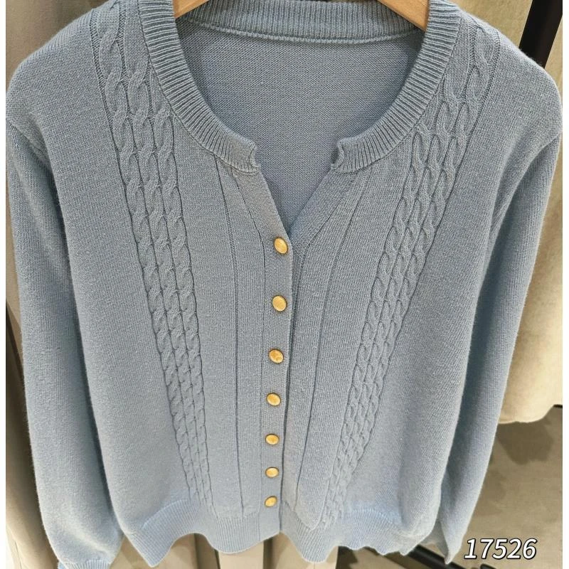 17526 CHUXUN（部无水洗唛介意慎拍)剪刀领开衫长袖针织衫