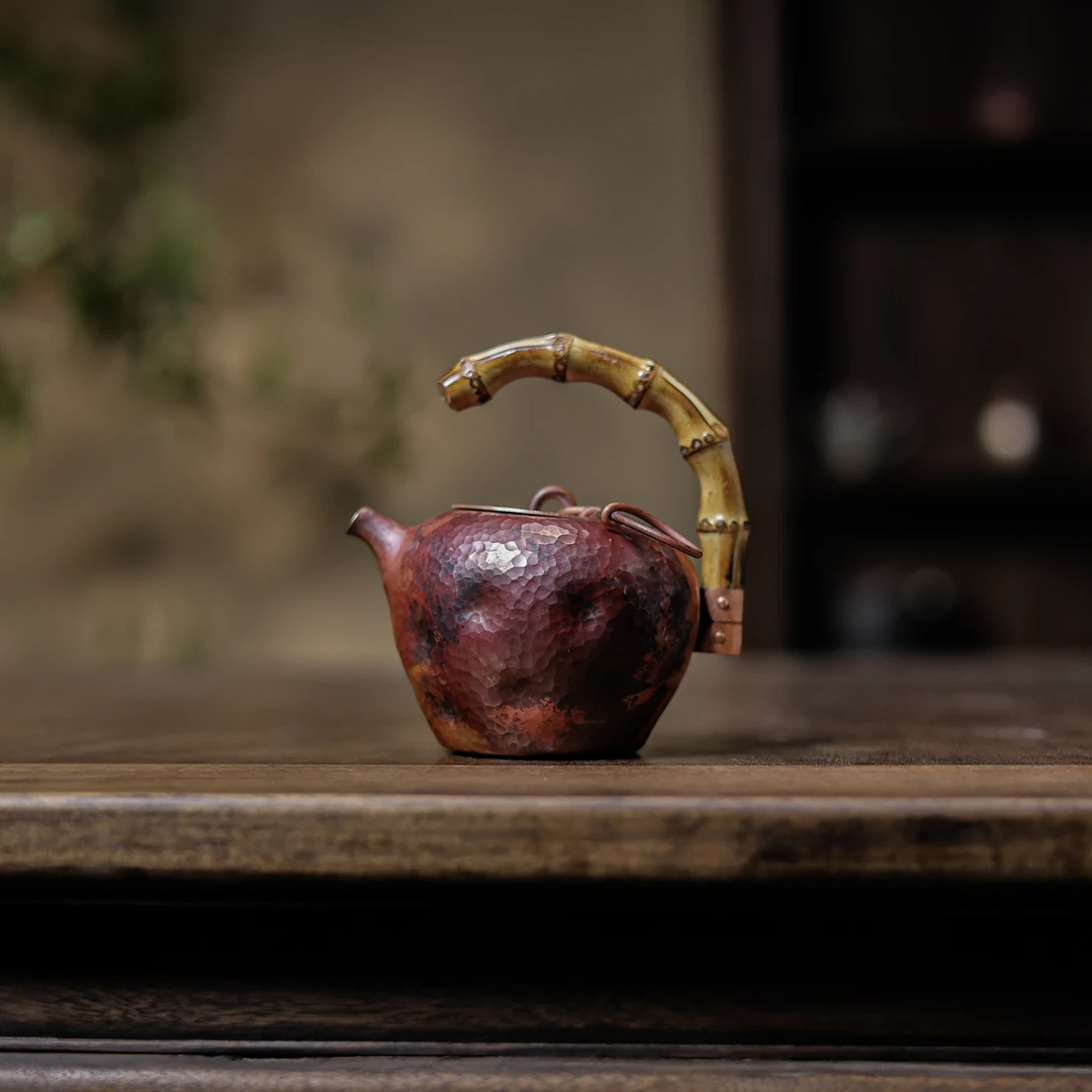 【喜器】向阳而生小号竹把提梁凹坑壶，380ml