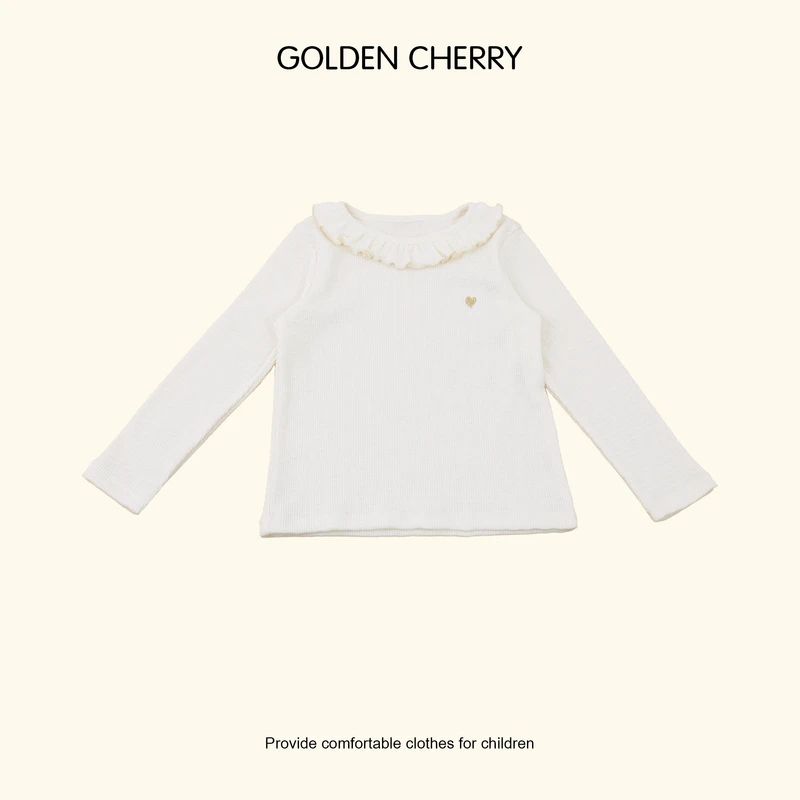 3【Golden cherry】儿童金色爱心刺绣娃娃领打底卫衣283029