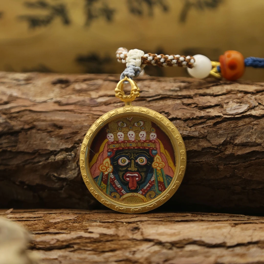 【布达拉文旅】勉唐画派旦曲作品 大师手绘3.5吊坠圆卡系列原矿原料