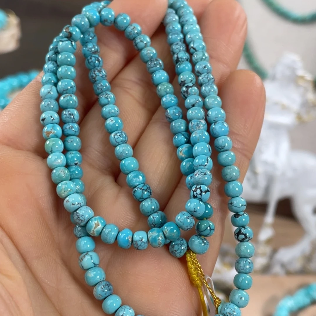 绿松石未镶嵌套链高蓝网花纹