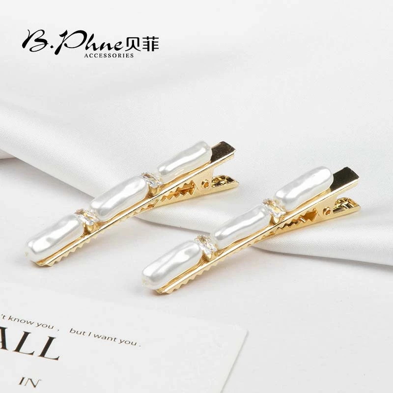 B.【贝菲】竹节气质压夹甜美韩版