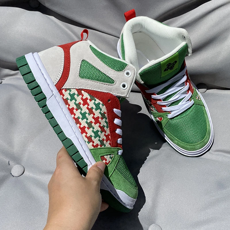 男款45码板鞋印第安款潮鞋户外通用中帮情侣鞋男鞋大码灰绿色男款