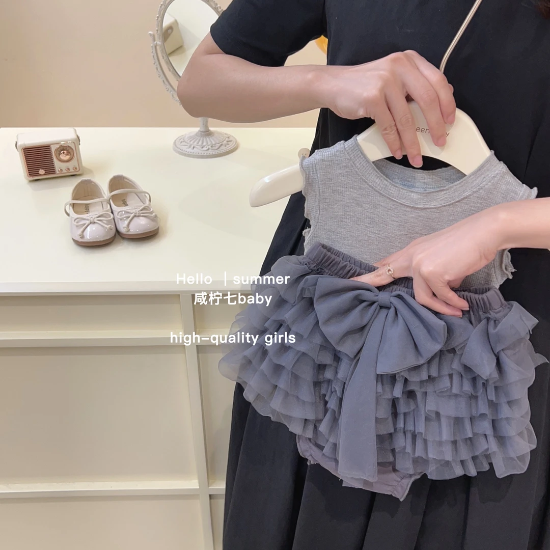 【ALLIN】2025夏季新款女童tutu裙高品质网纱女童背心蛋糕短裙套装