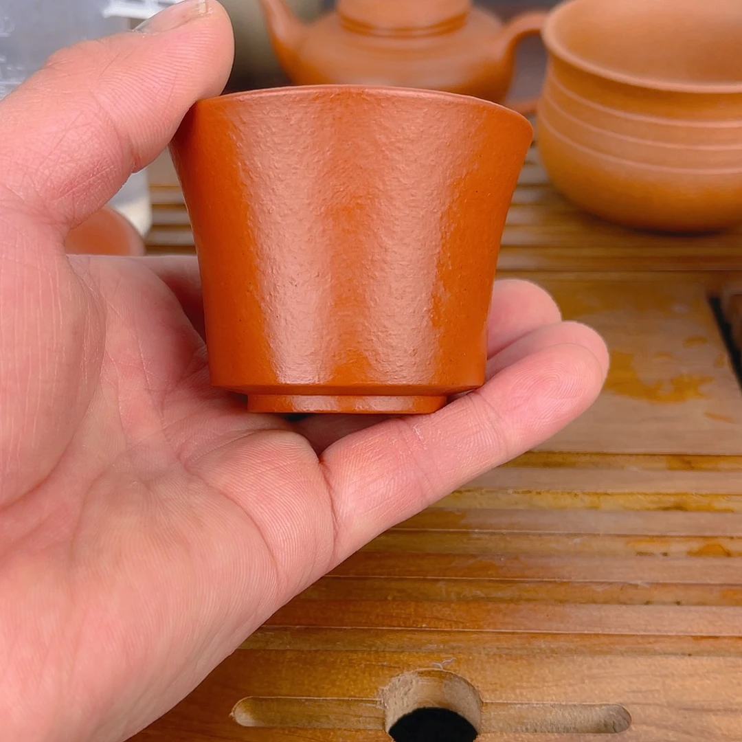 紫砂茶杯紫砂主人杯90cc朱泥