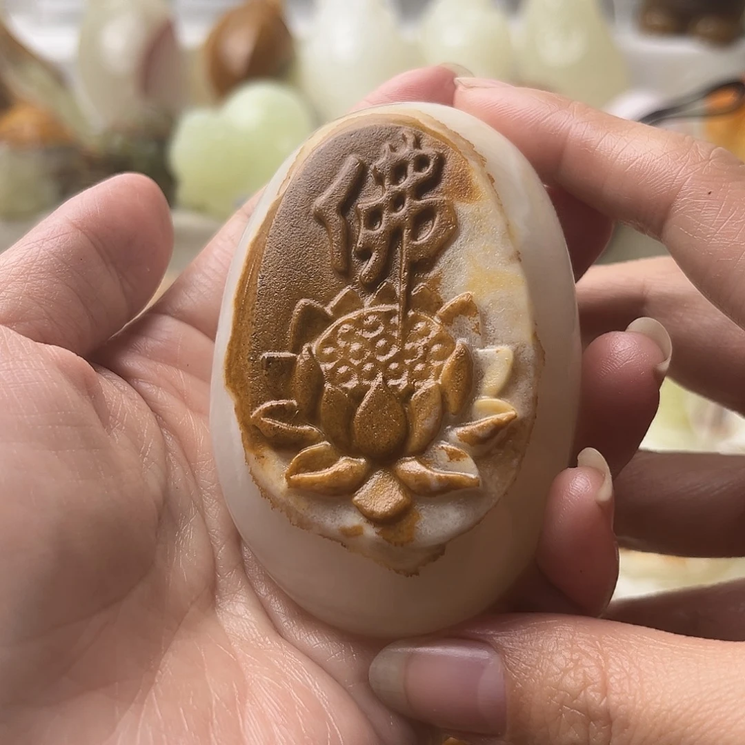 石材方解石手把摆件不退换佛莲