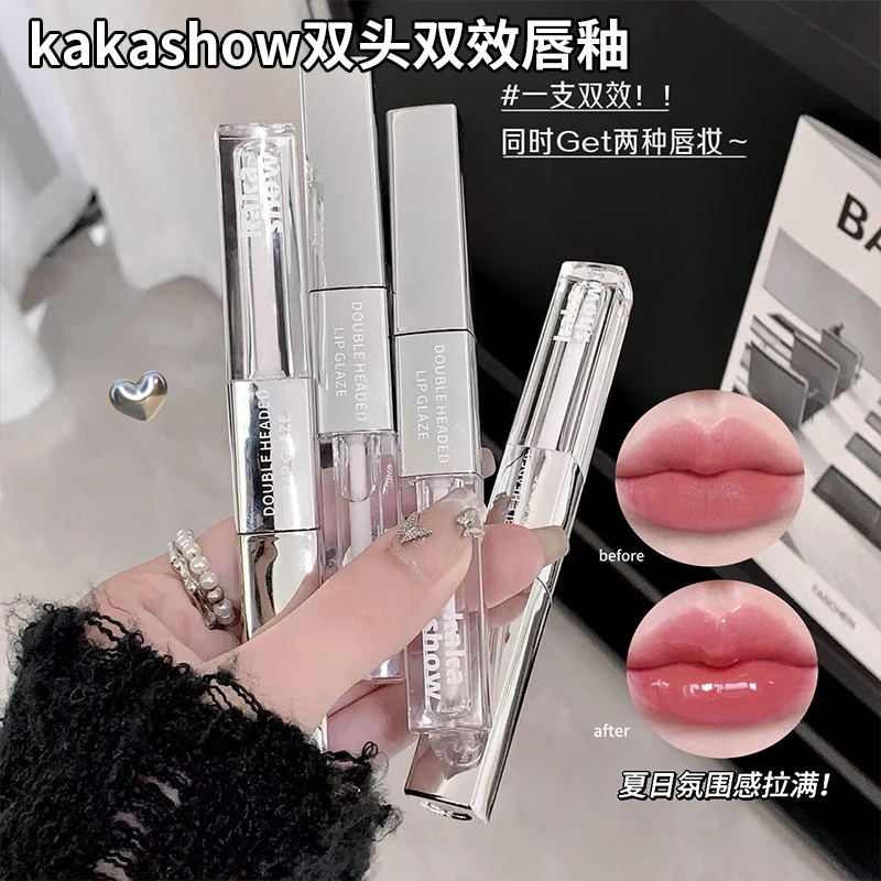 kakashow双效双头唇釉哑光镜面双质地口红细腻丝滑不卡纹显白唇釉