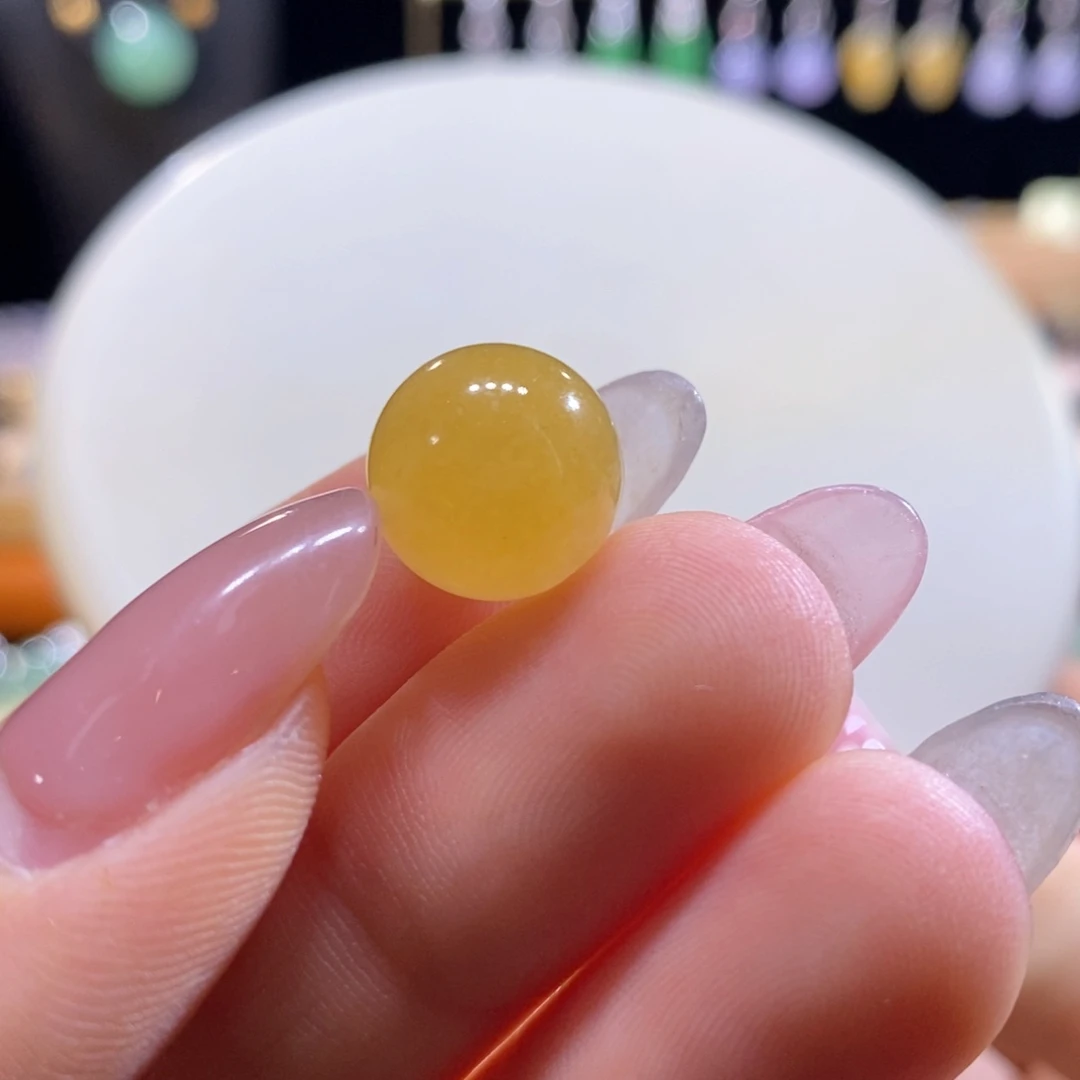 翡翠未镶嵌吊坠(不含链)翡翠冰鲜亮黄圆珠卡12.3