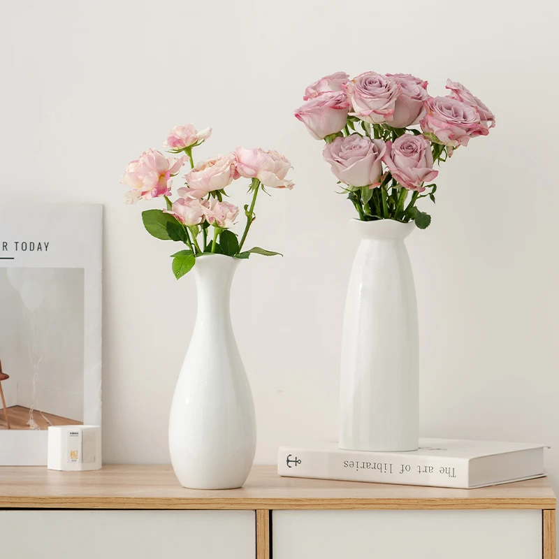 简约创意白色陶瓷花瓶高级感家居客厅桌面插花装饰品水培鲜花摆件