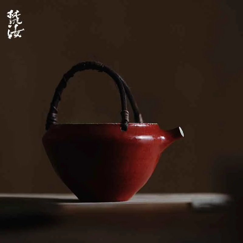 梵汝纯手工日式粗陶粉引绿茶碗公道杯茶海分茶器均杯藤编泡茶碗