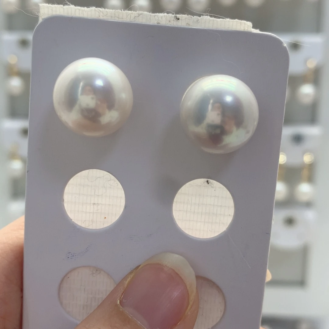 淡水珍珠耳饰银S925镶嵌定制