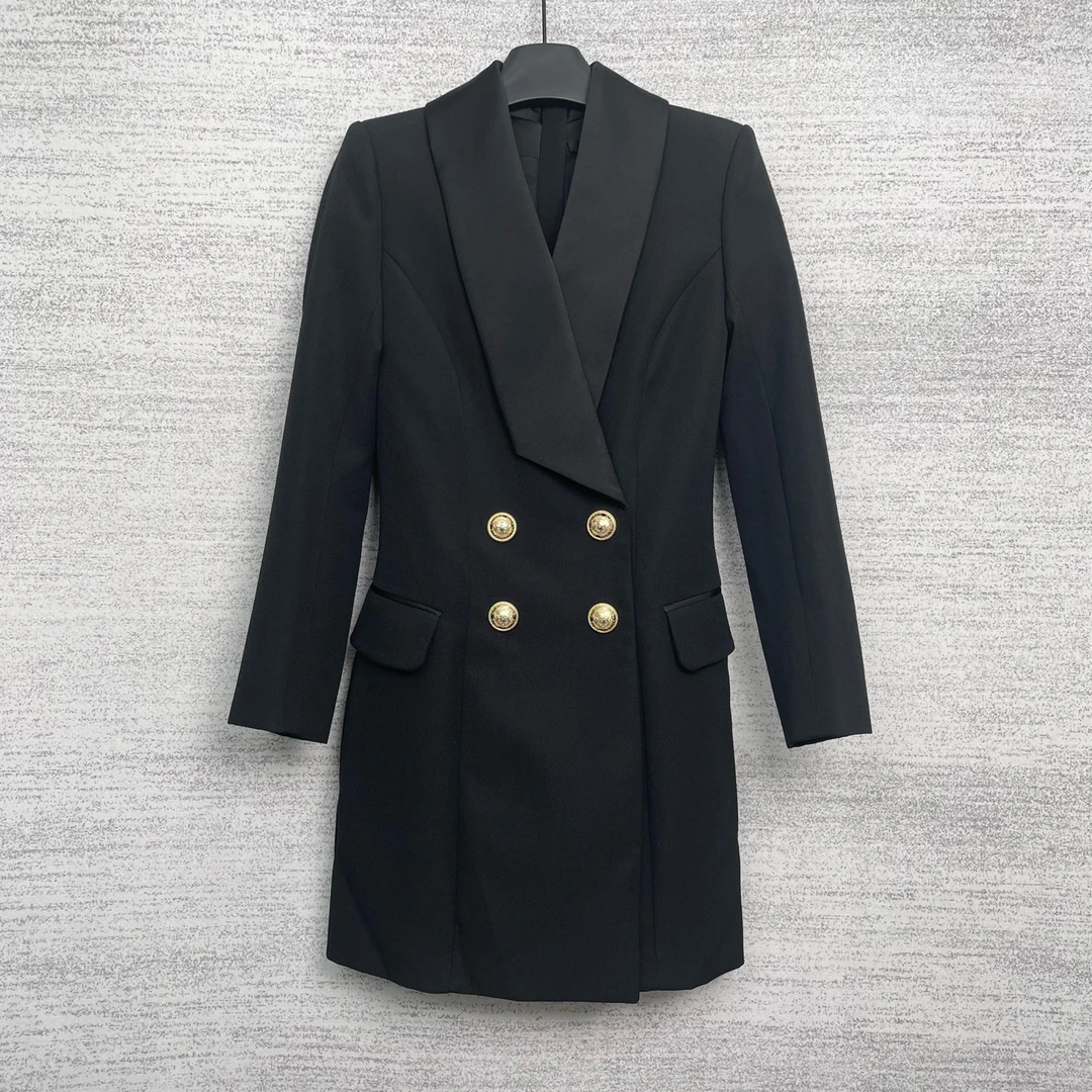 99新 BALMAIN/巴尔曼 W118359/黑色西装连衣裙/36码