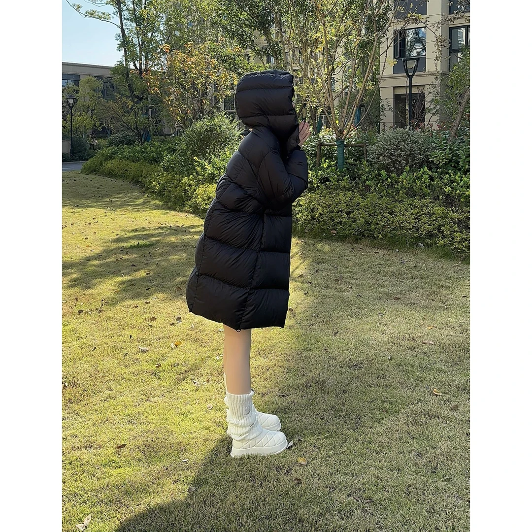 G泡芙羽绒服女中长款过膝韩版宽松加厚连帽时尚冬季保暖新款外套