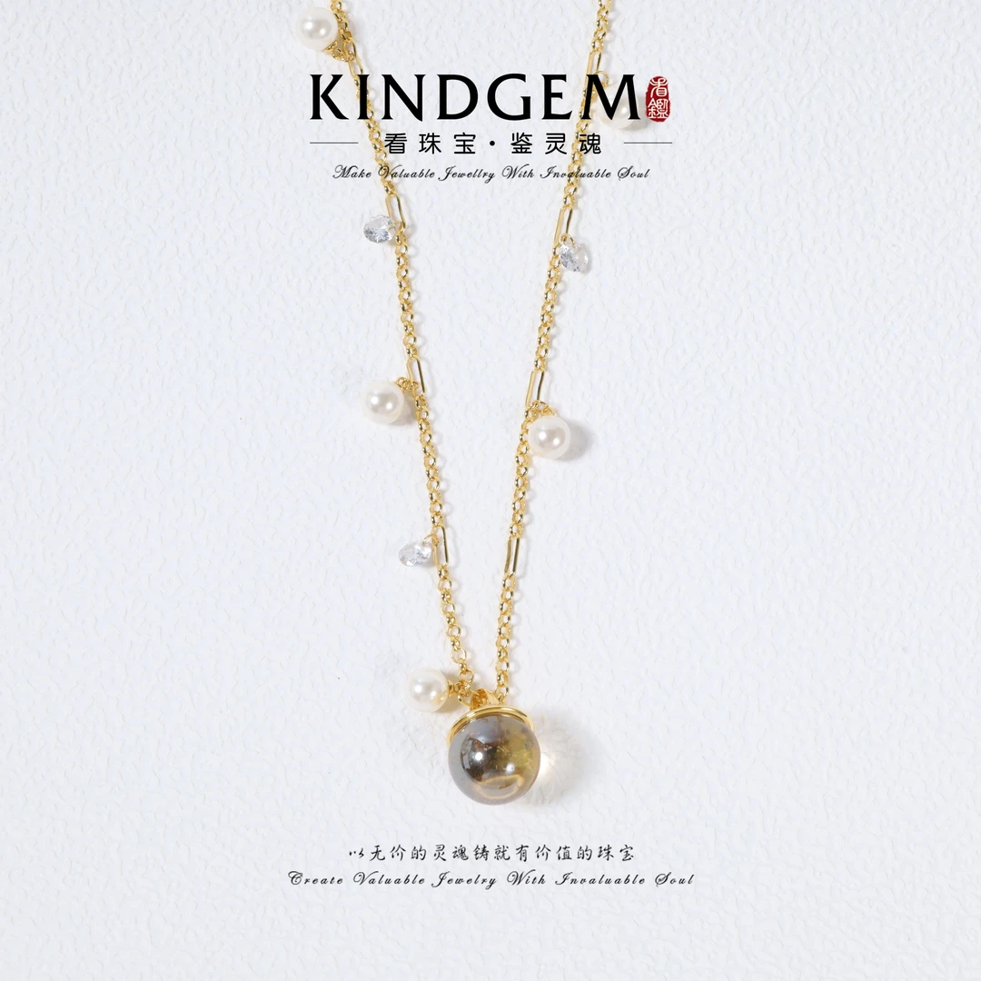 铜合金项链 KindGem 透明珠珠优雅时尚毛衣链项链（69cm）C-44213
