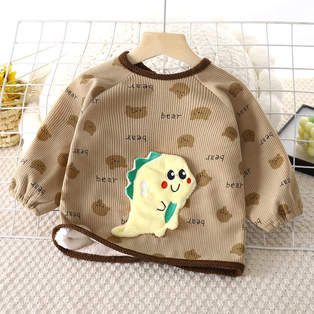 宝宝罩衣儿童加绒保暖罩褂男童女童外穿厚倒穿衣秋冬新款小孩护衣