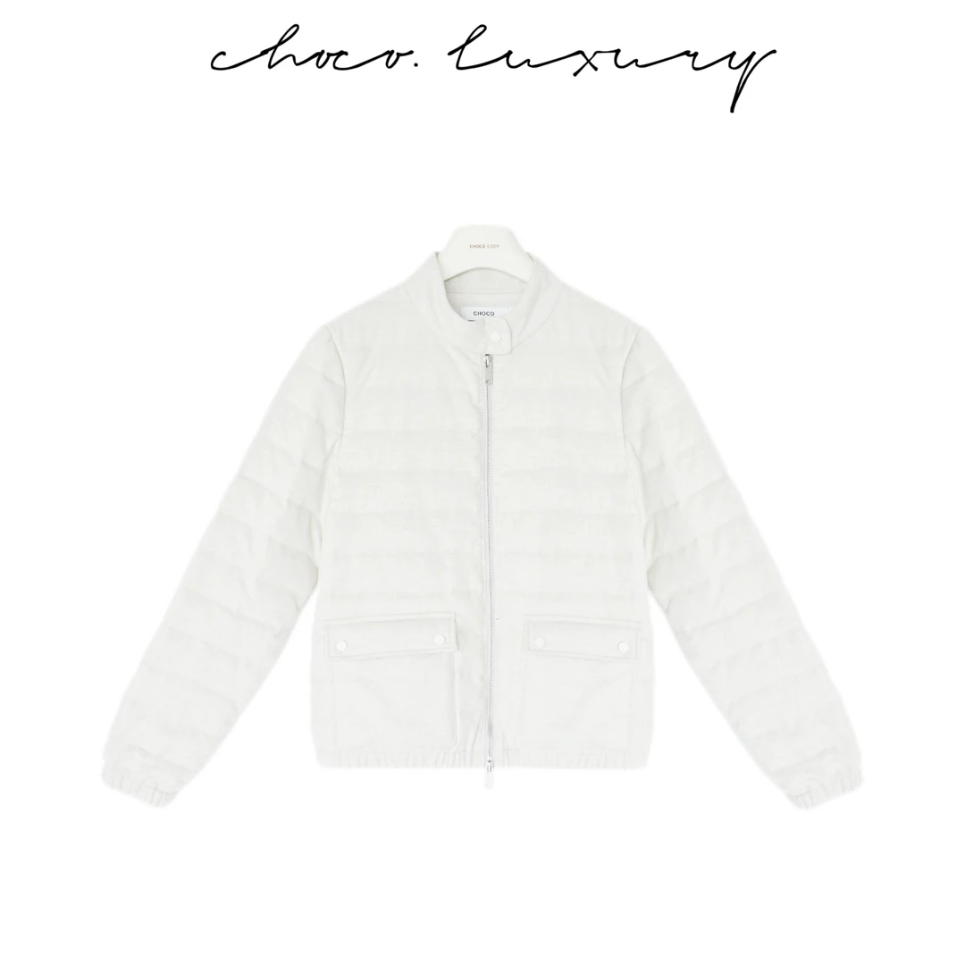 CHOCO【莫尔周刊】老钱风 轻薄羊毛立领夹克羽绒服 D3363