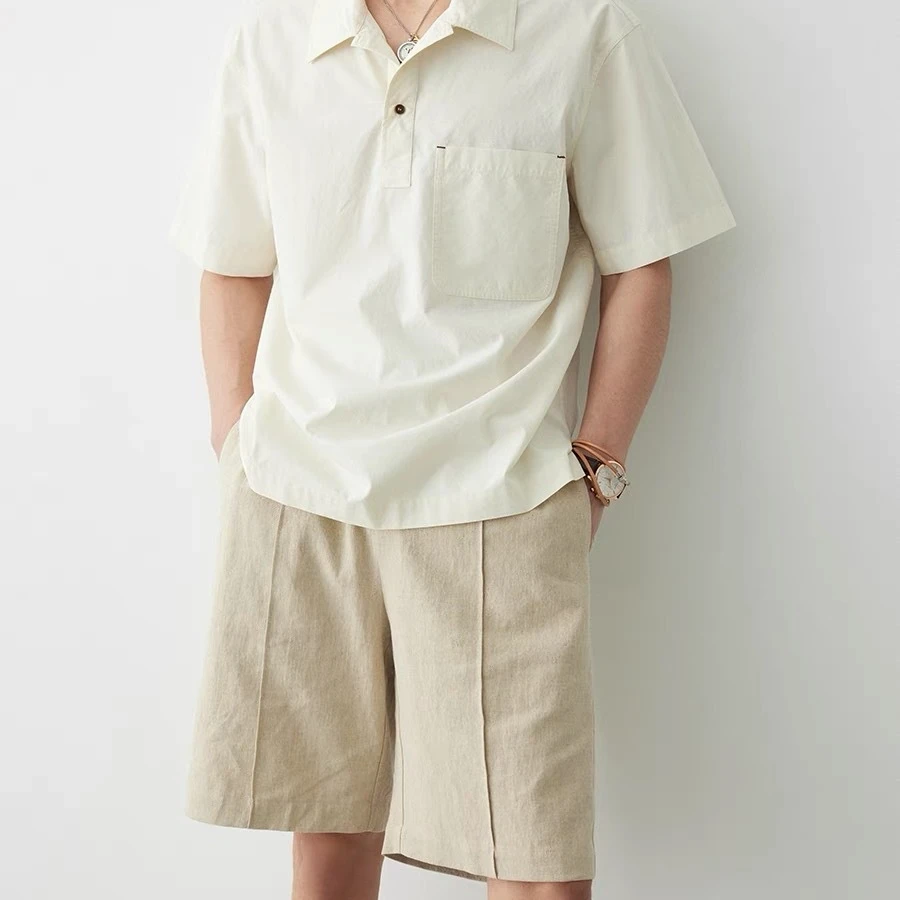 英伦棉麻短裤男休闲宽松春夏上班旅游度假百搭显瘦