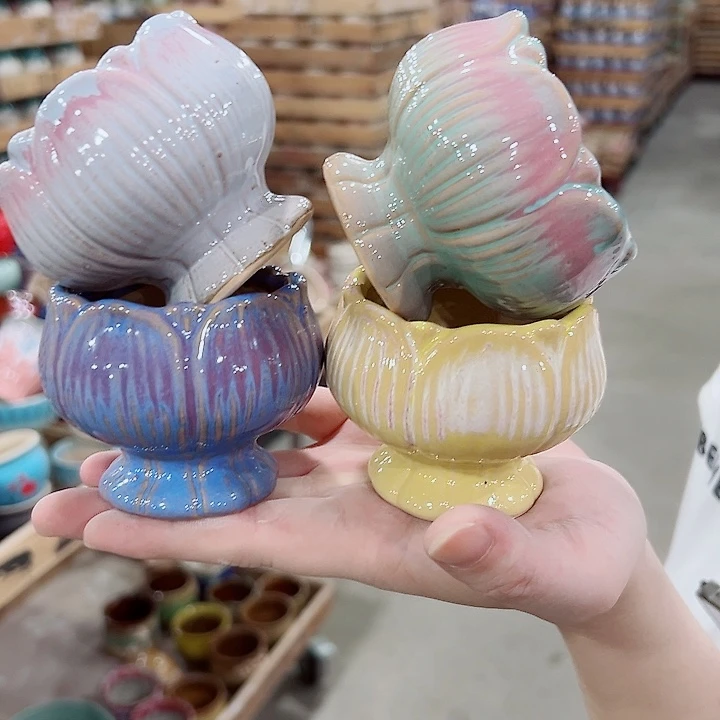 有孔.凑满10元发货多肉陶瓷花盆！