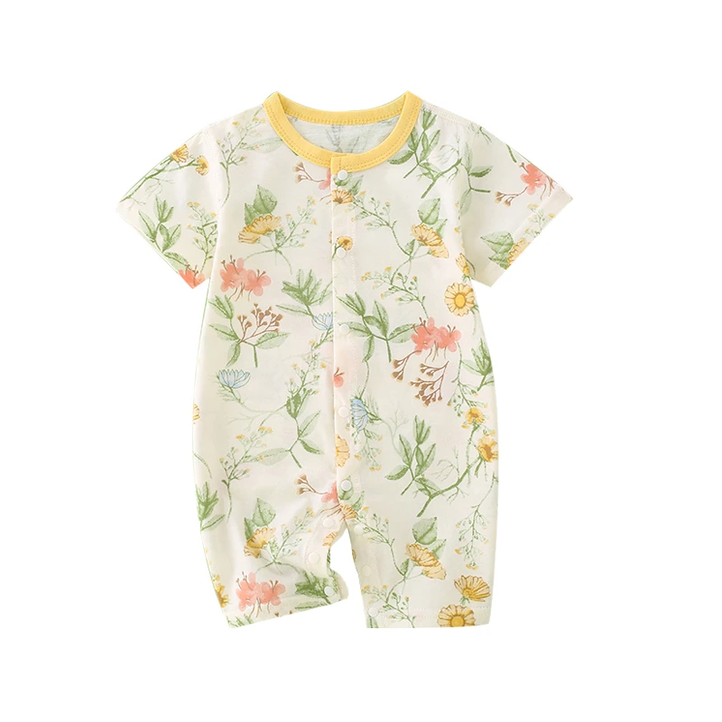 夏季哈衣爬服无骨缝制婴儿喜庆连体衣新生婴幼儿0-18个月外出服