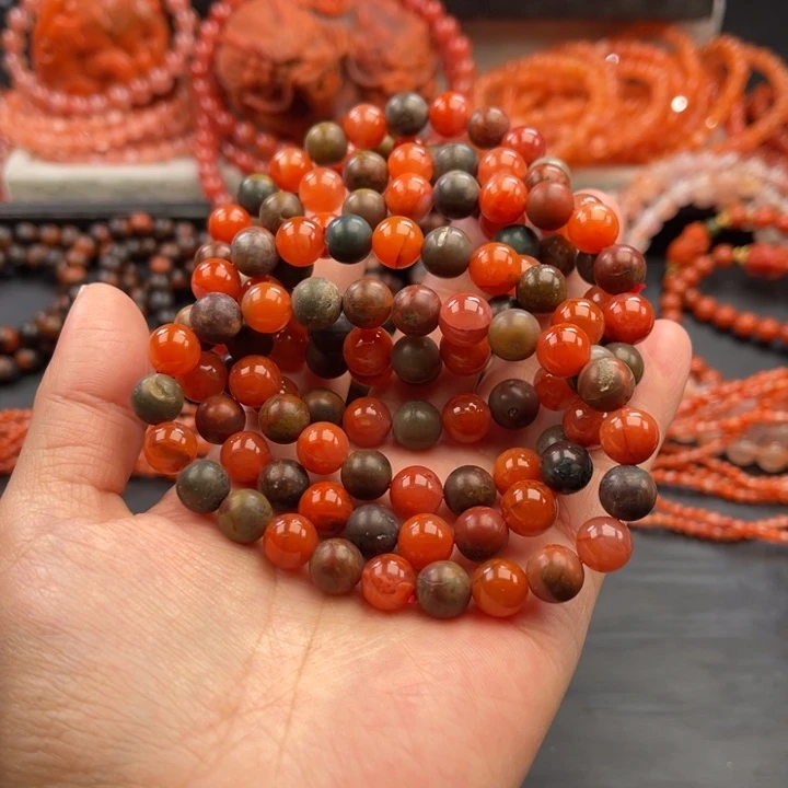 南红玛瑙未镶嵌多样性发货默认微瑕称重8mm