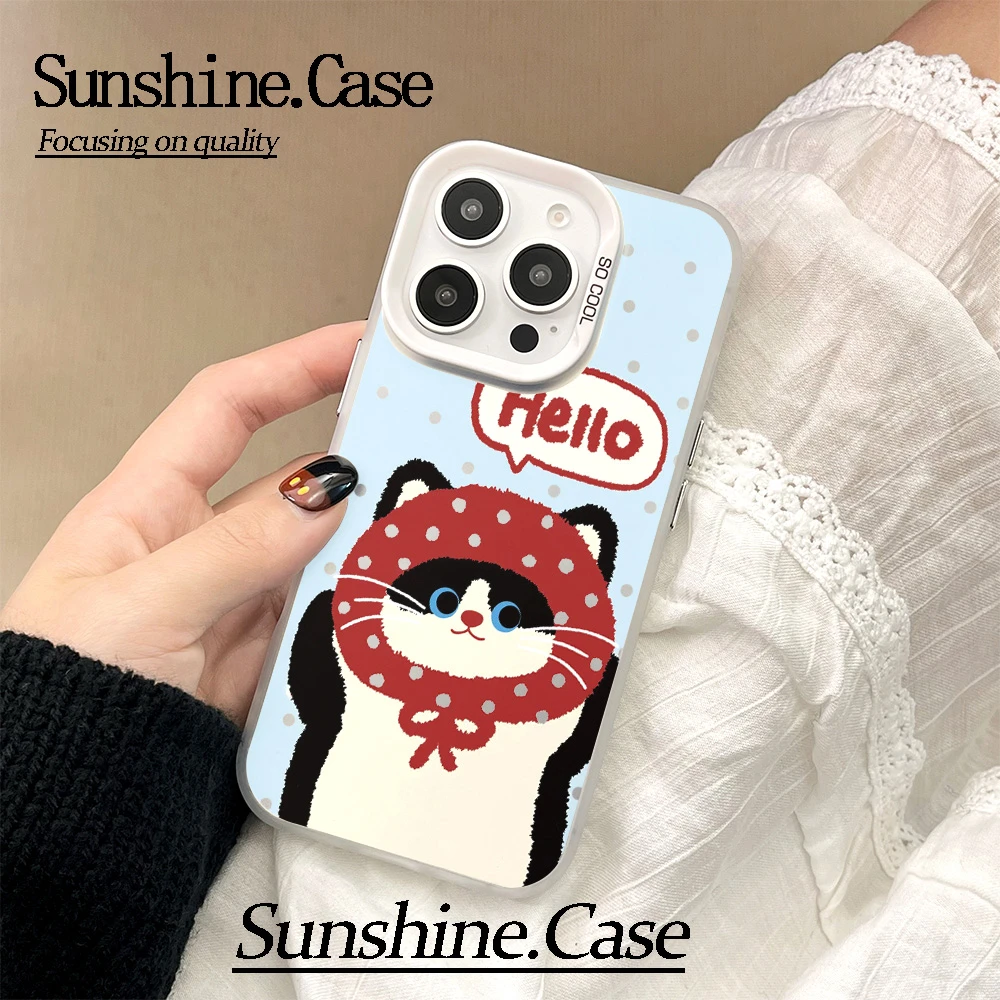 【彩银】你好猫猫适用于苹果16promax华为vivo小米oppo防摔手机壳