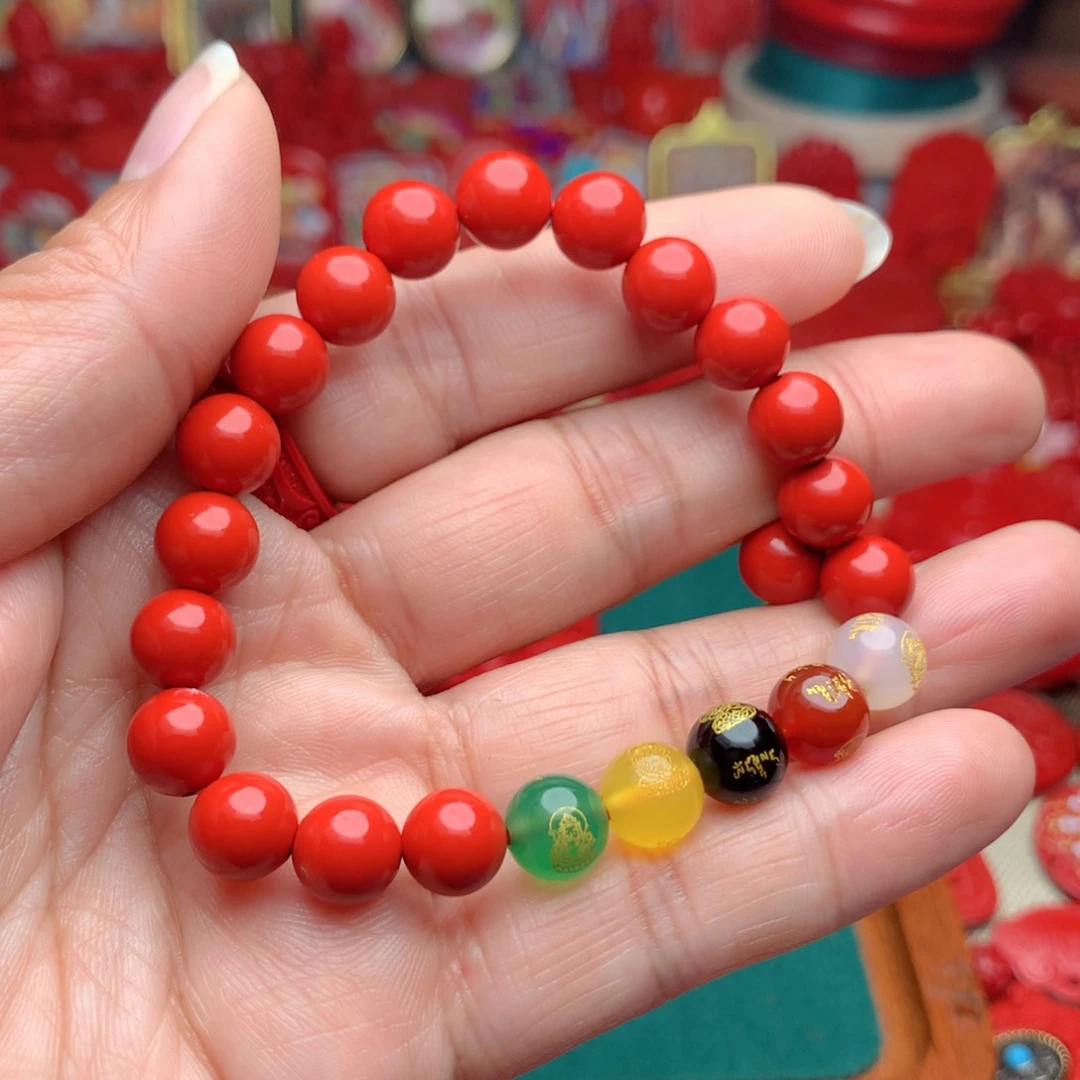 天然辰砂工艺品朱砂手串55手围