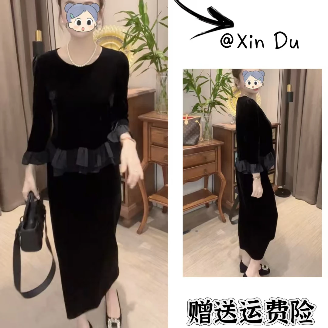 2025秋季新款时尚显瘦气质女士网红洋气两件套百搭款D23158