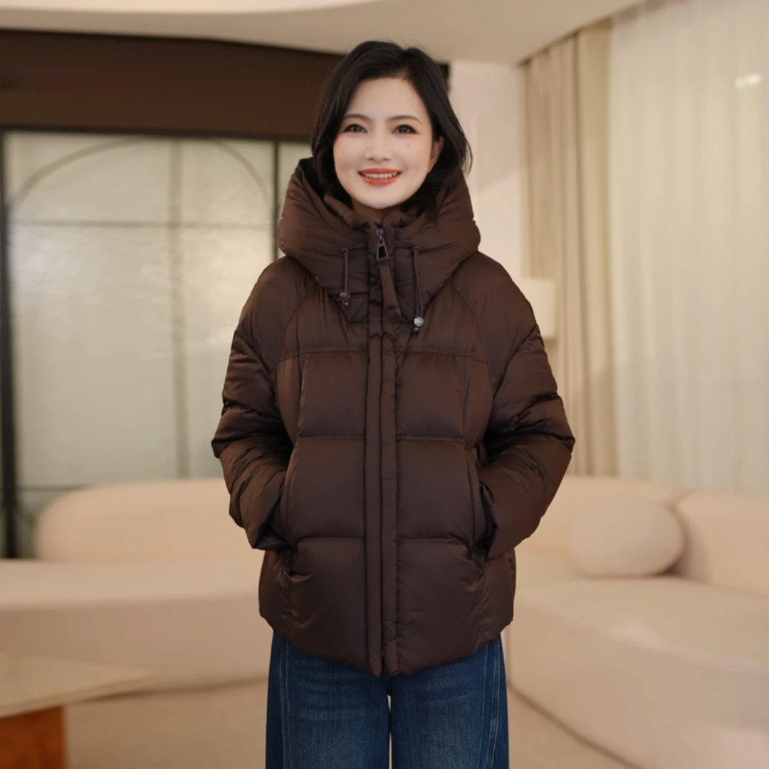 枫竺阿楠anan95白鸭绒百搭泡芙连帽加厚羽绒服女冬天防寒外套