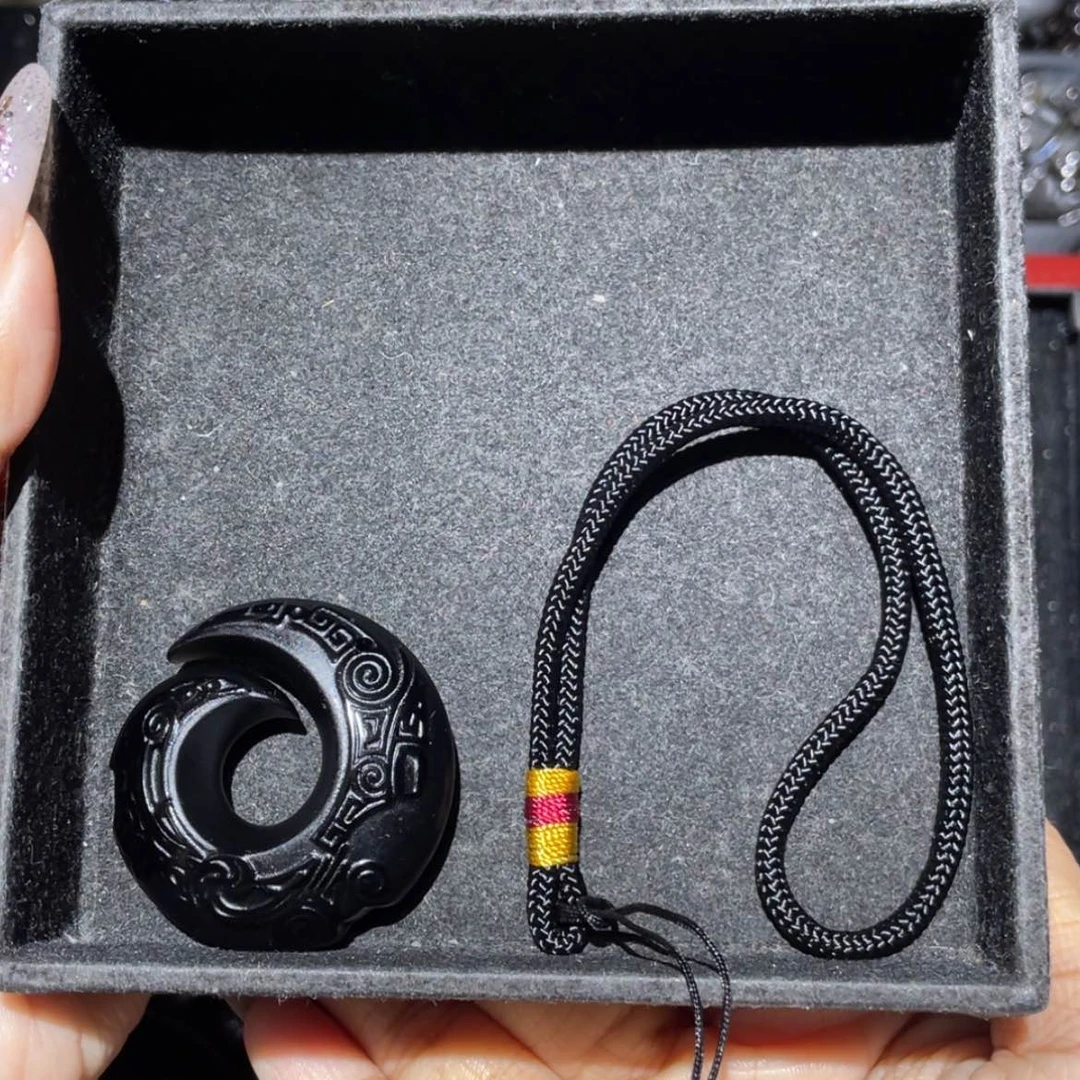 【闪购商品】未镶嵌黑曜岩珠宝奇石长**芒