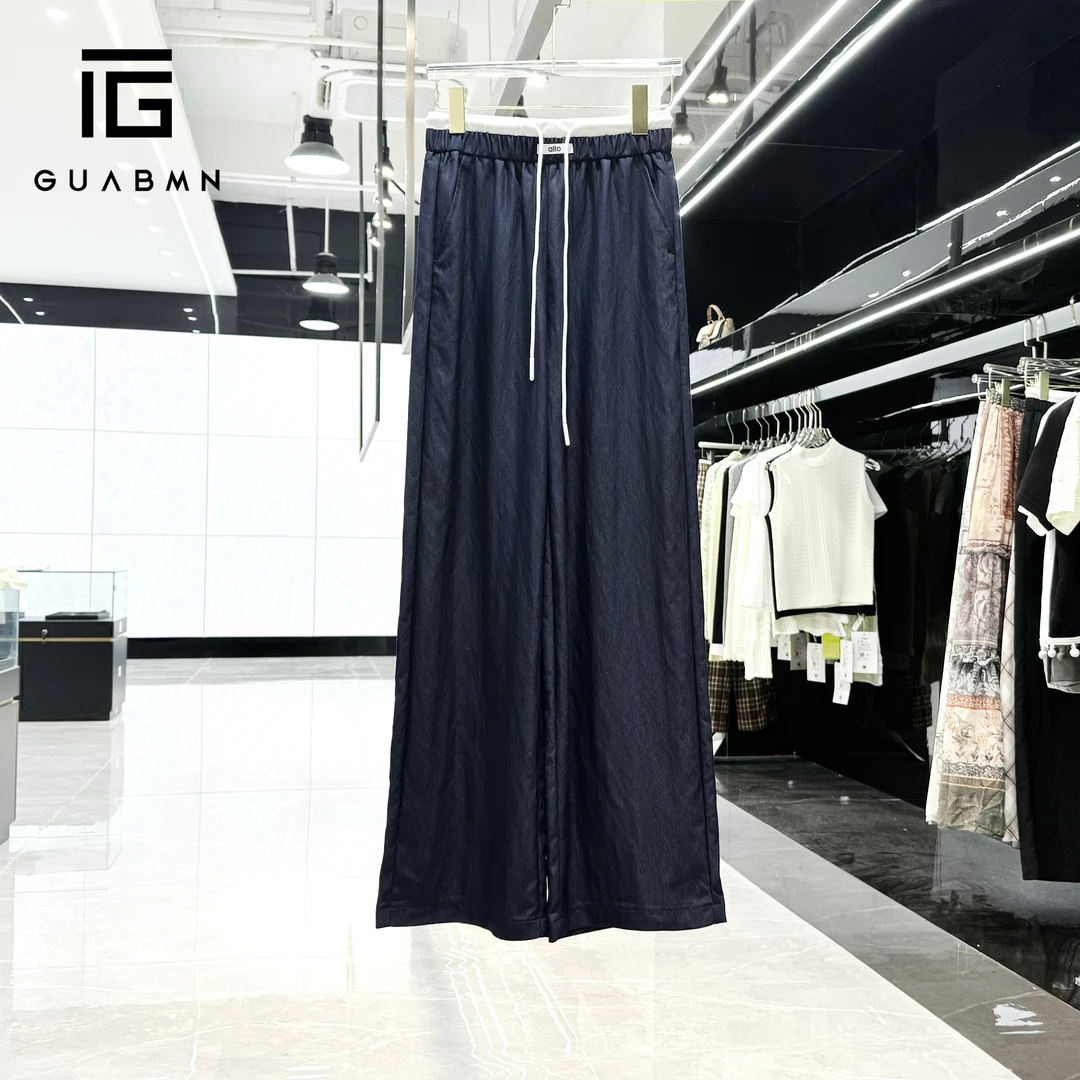 GUABMN2025夏季新款小众抽绳休闲直筒裤垂坠感阔腿裤初夏穿搭5052