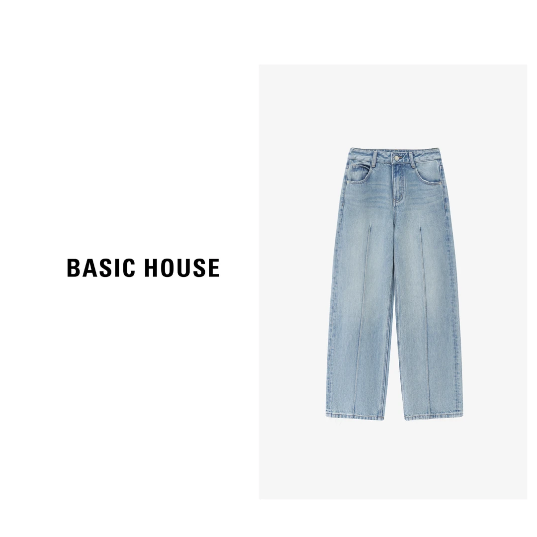Basic House/百家好欧若风直筒休闲复古高街牛仔裤B06245C4782
