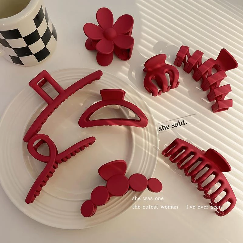 碧玺（处理）新疆西藏包邮过年发饰红色新年发夹女后脑勺抓夹网红