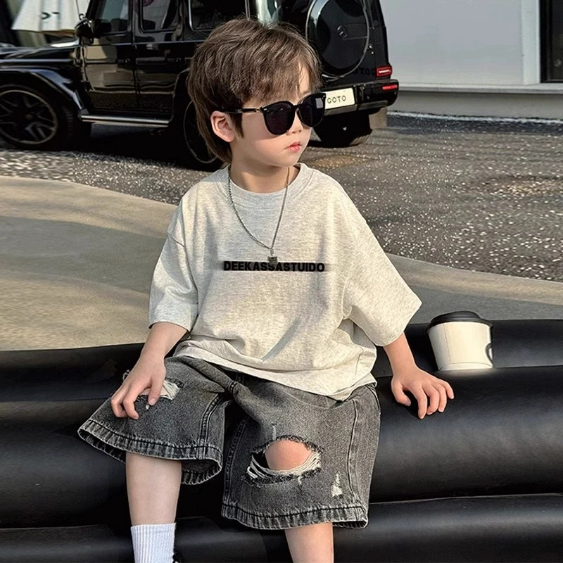 男童t恤夏季2025新款韩版帅气儿童短袖夏装韩版男孩半袖体恤上衣
