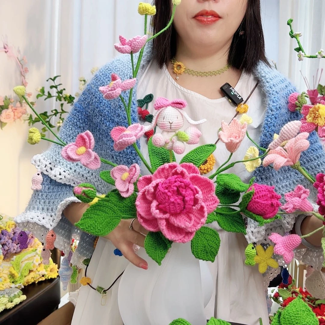 莱赛尔纤维棉手工钩织花束