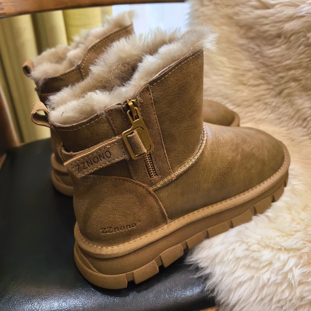 真皮羊毛雪地靴男士加绒保暖短靴冬季加厚时尚雪地靴大棉鞋 865