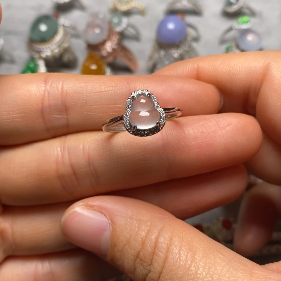 翡翠银S925镀金镶嵌戒指戒指